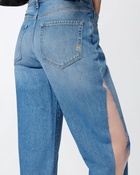 Pinko Mom Fit Jeans With Sheer Organza Inserts Light Vintage Wash