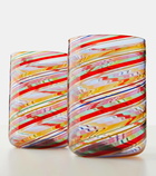 Aquazzura Casa Rainbow Swirl set of 2 glass tumblers