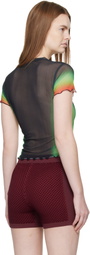 Casablanca Black Scallop Short Sleeve Printed Mesh T-shirt