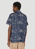 Bird Embroidery Camp Shirt in Dark Blue