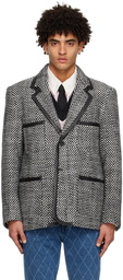 Ernest W. Baker Black & White Single-Breasted Blazer