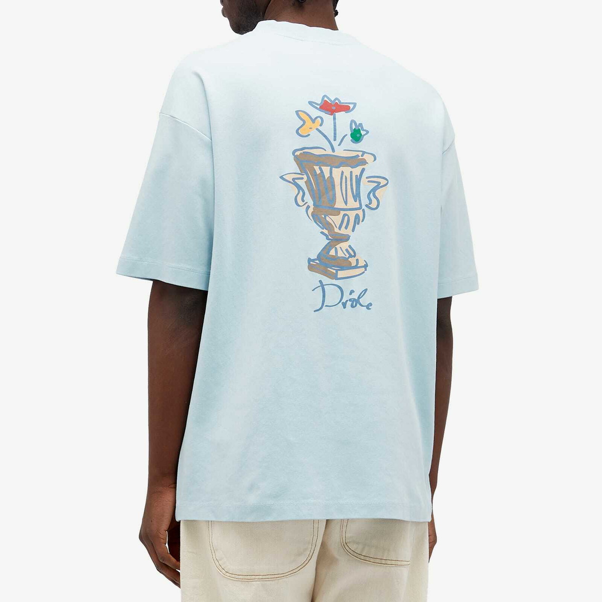 Drôle de Monsieur Men's Vase Logo T-Shirt in Light Blue