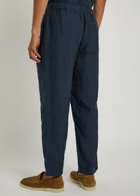 Wax London Kurt Tapered-leg Linen Trousers Navy