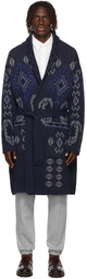 Etro Navy Wool Jersey Coat