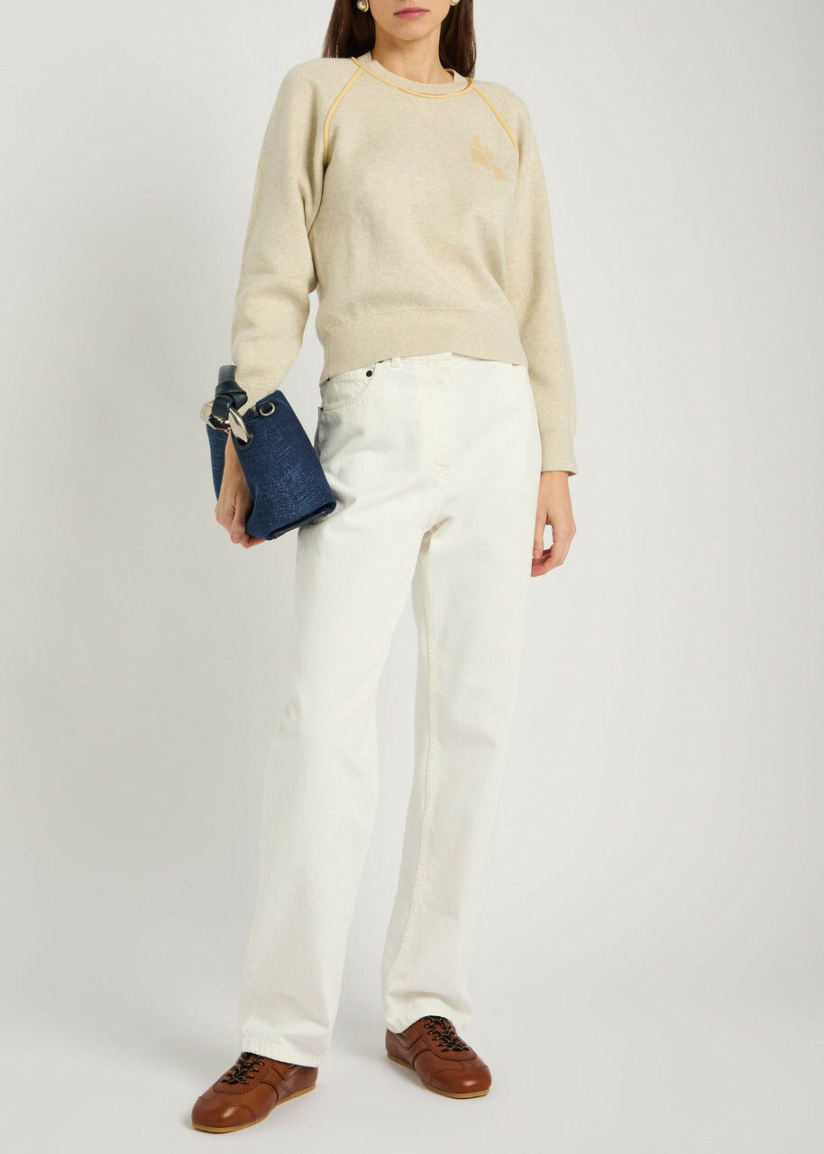 Isabel Marant étoile Loriby Logo Cotton-blend Jumper Light Grey