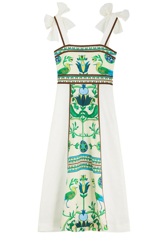 Photo: Lug Von Siga Ornella Printed Linen Midi Dress Green