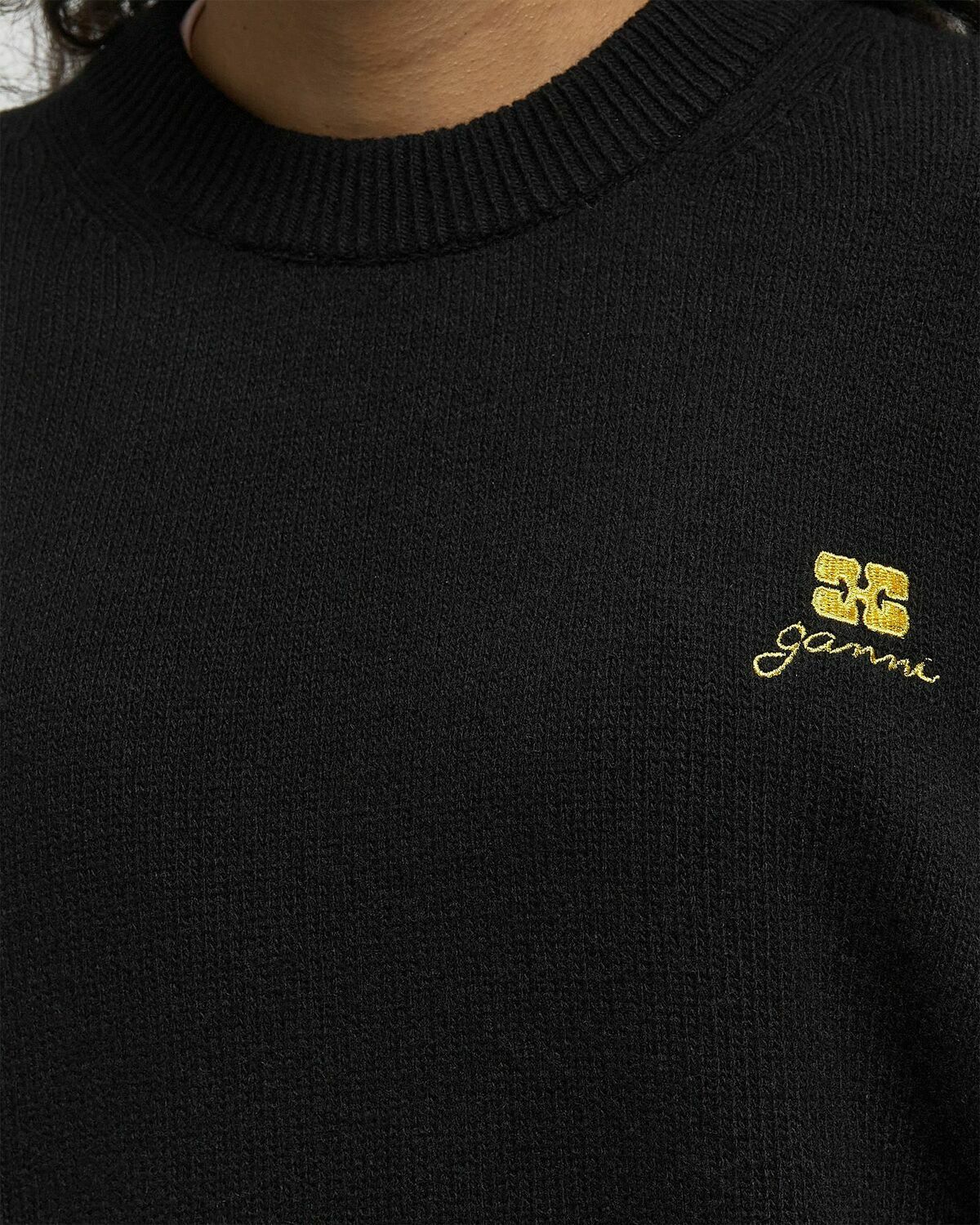 Ganni Future Wool Knit Crewneck Black Womens Pullover