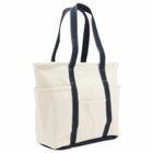 Mazi Untitled Cafe Tote Bag in Ecru/Navy 