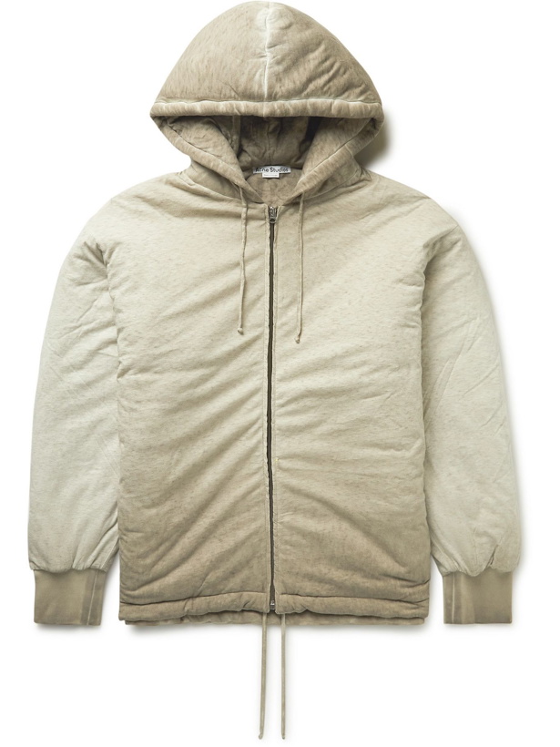 Photo: Acne Studios - Oversized Padded Cold-Dyed Cotton-Jersey Zip-Up Hoodie - Neutrals