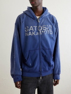 Satoshi Nakamoto - Luke Logo-Printed Cotton-Fleece Zip-Up Hoodie - Blue