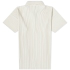 Homme Plissé Issey Miyake Men's Pleated Polo Shirt in Ivory