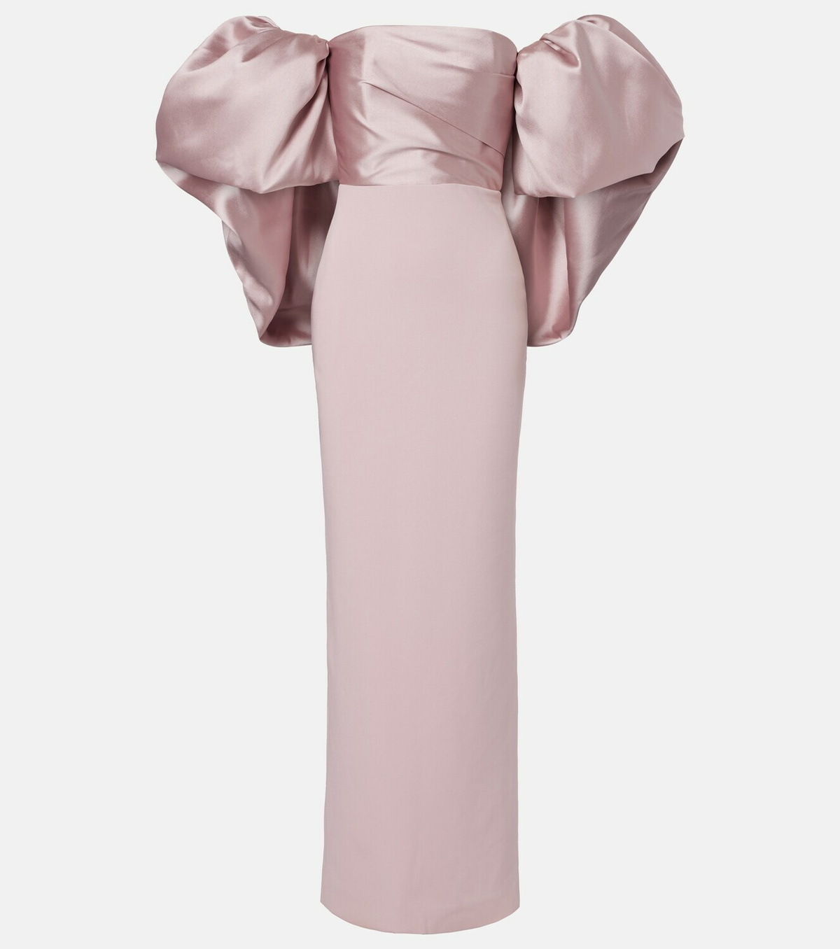 Solace London Floris satin-trimmed off-shoulder gown