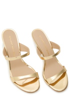 Stuart Weitzman Nudist 85 Metallic Leather Mules Gold