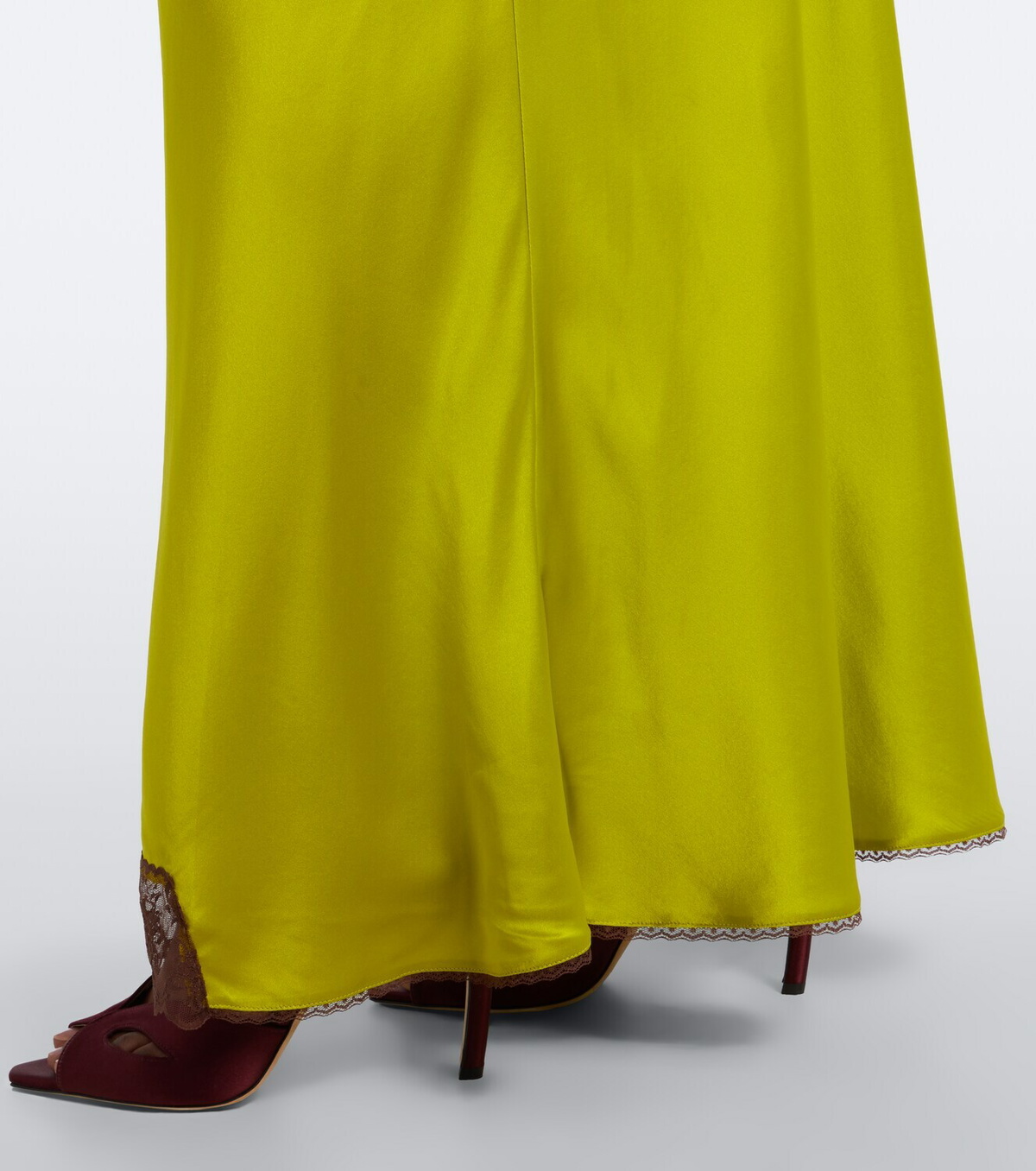 SIR Aries cut-out lace-trimmed silk slip dress
