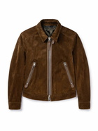 TOM FORD - Leather-Trimmed Suede Bomber Jacket - Brown