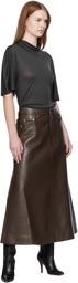 Nanushka Brown Cintia Regenerated Leather Maxi Skirt