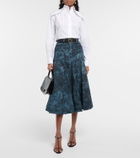 Erdem - Lacey floral denim midi skirt