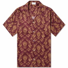 Drole de Monsieur Men's Drôle de Monsieur Damas Pattern Vacation Shirt in Wine