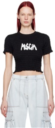MSGM Black Shirred T-Shirt
