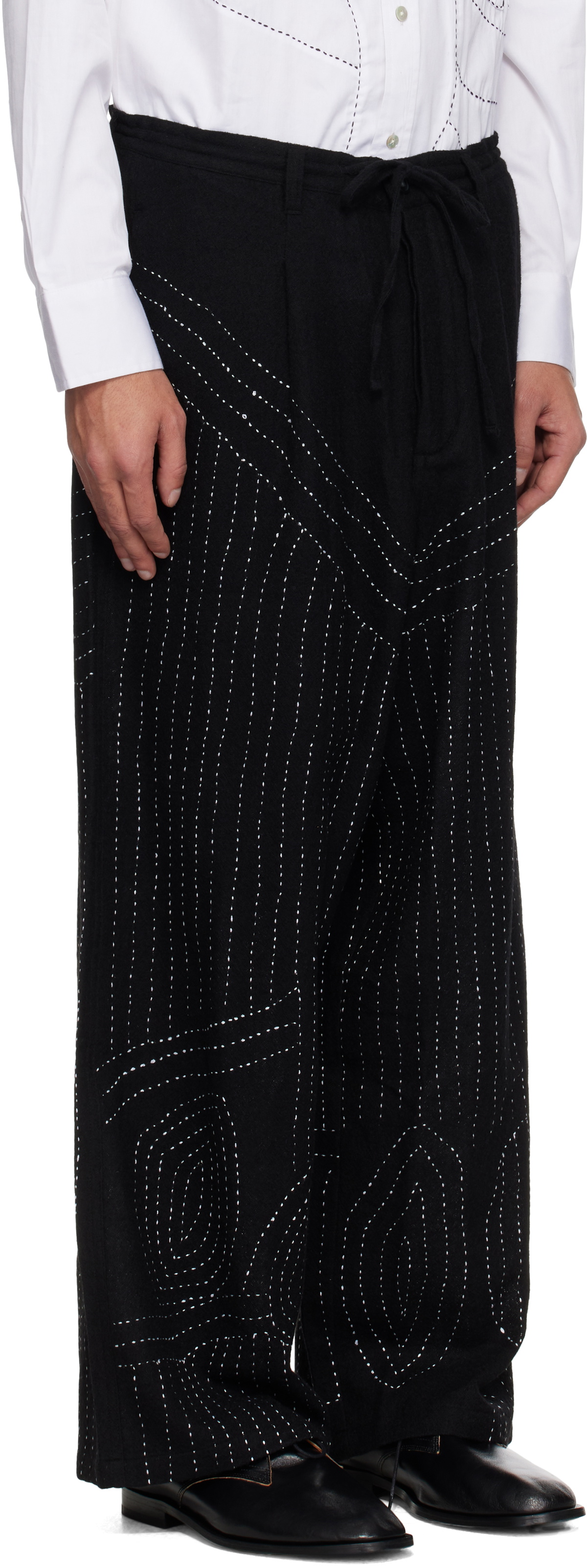 Glass Cypress Black Anatomical BORO Multipleat Trousers