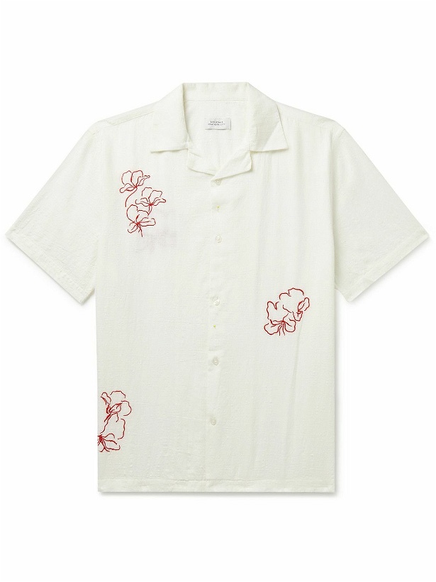 Photo: Saturdays NYC - Sig Zane Canty Camp-Collar Embroidered Cotton-Gauze Shirt - Neutrals