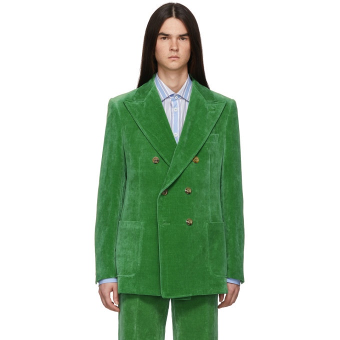 Gucci Gg Jacquard Single Breasted Blazer in Green