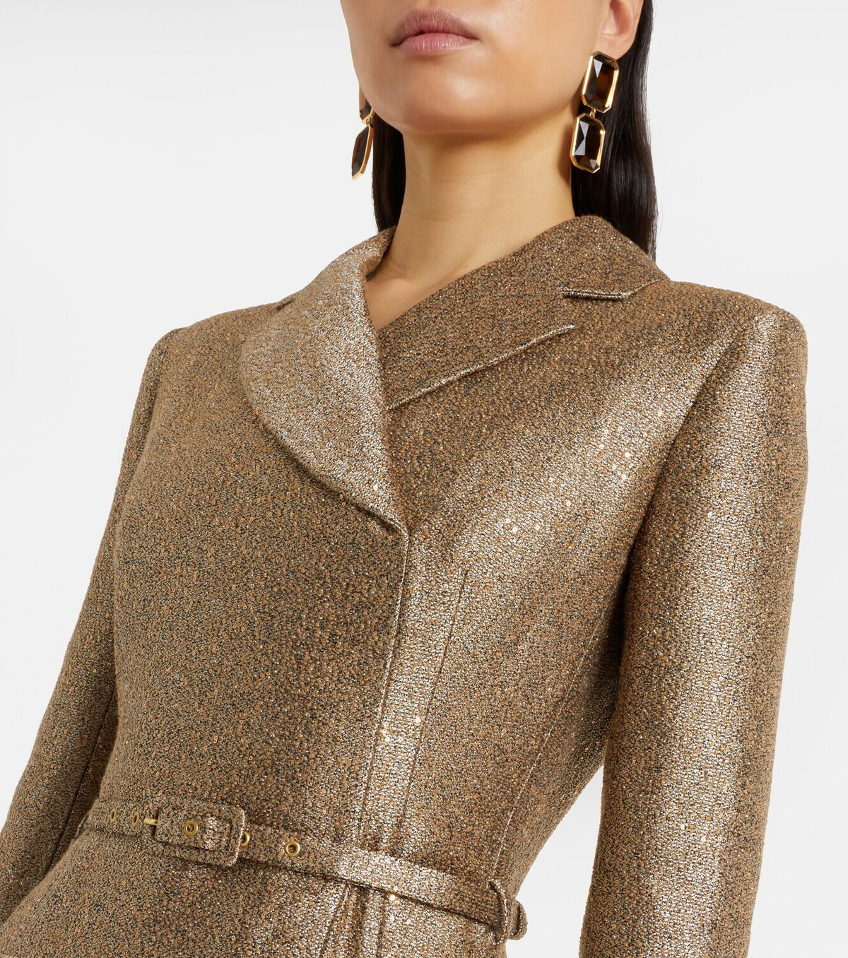 Emilia Wickstead Kalonice belted sequined tweed midi dress