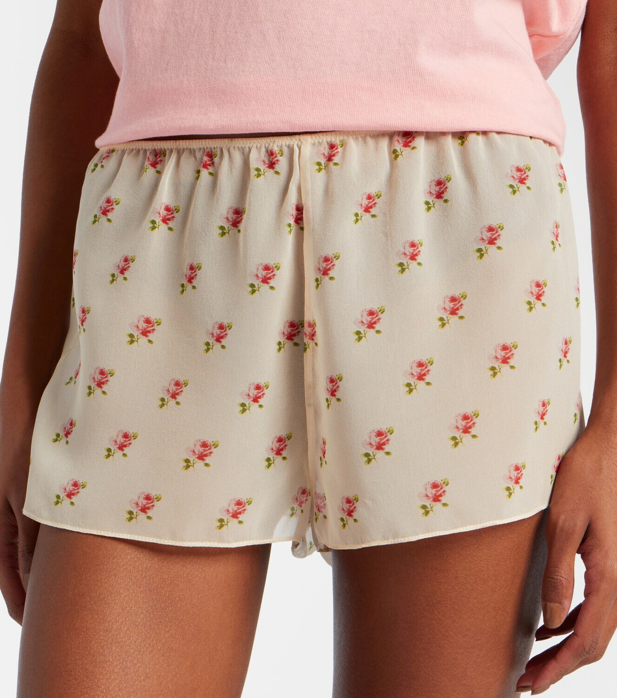 Khaite Tilly floral silk organza shorts