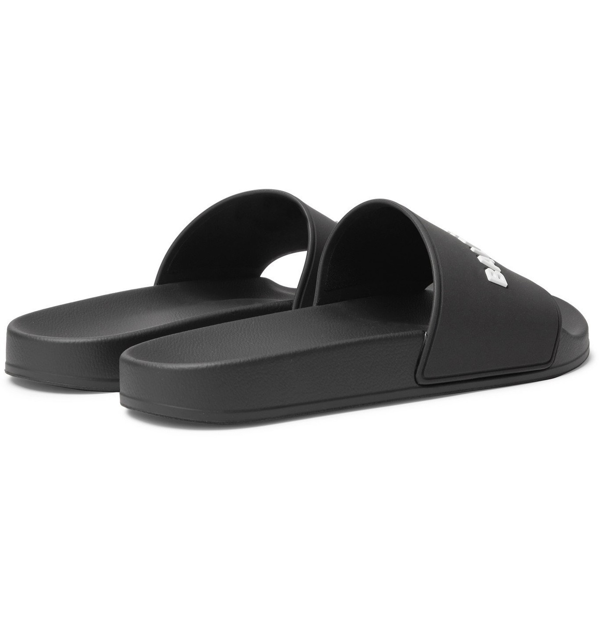 関税込【BALENCIAGA】Logo-Embossed Rubber Slides Black Logo rubber platform slides in black - Balenciaga | Mytheresa