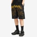 Maharishi Men's Muay Thai Embroidered Tiger Dragon Shorts in Black