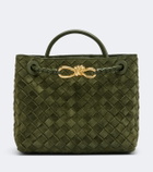Bottega Veneta Andiamo Intrecciato Small suede top-handle bag