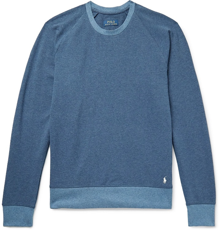 Photo: Polo Ralph Lauren - Logo-Embroidered Mélange Stretch-Cotton Jersey Sweatshirt - Blue