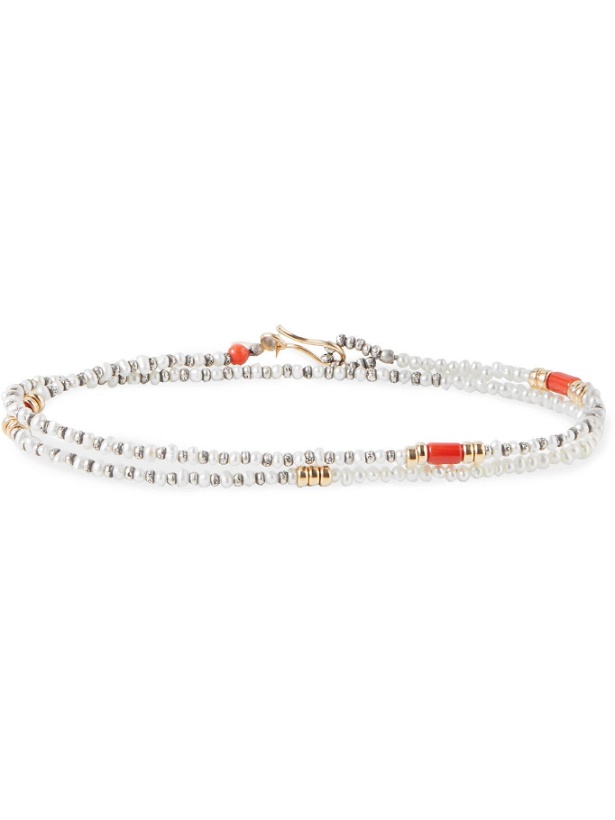 Photo: Peyote Bird - Rendezvous Sterling Silver and Gold-Filled Coral and Pearl Wrap Bracelet