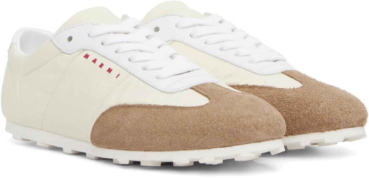Marni Off-White & Brown Nylon Softy Sneakers