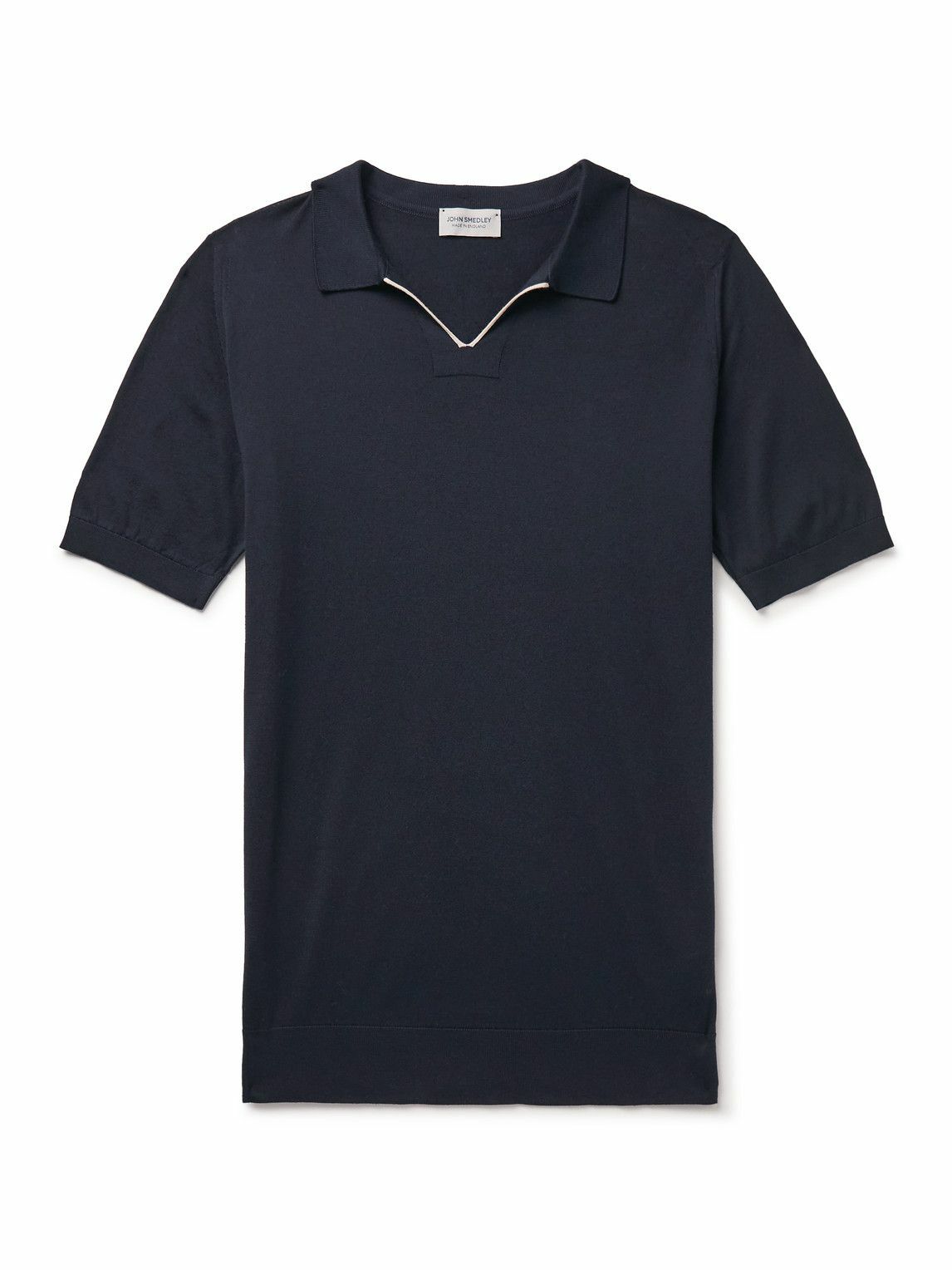 John Smedley - Sea Island Cotton Polo Shirt - Blue John Smedley