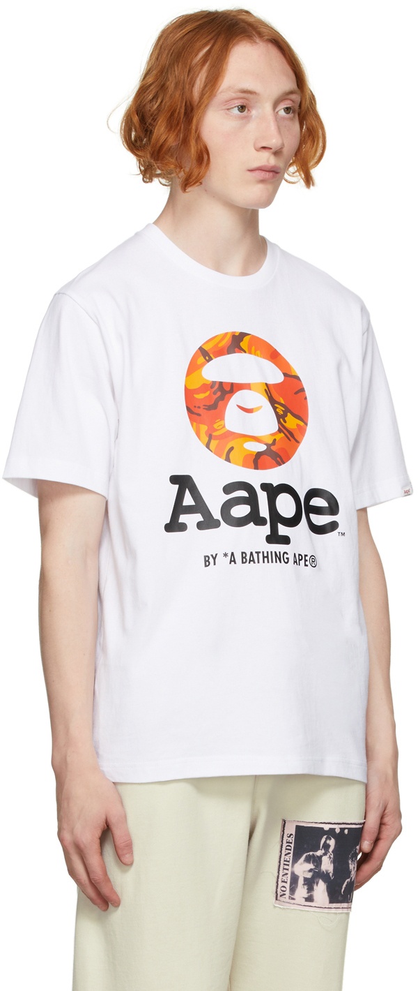 AAPE by A Bathing Ape White Camouflage Logo T-Shirt AAPE by A