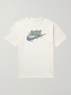 NIKE - Sportswear Logo-Appliquéd Embroidered Cotton-Blend Jersey T-Shirt - Neutrals