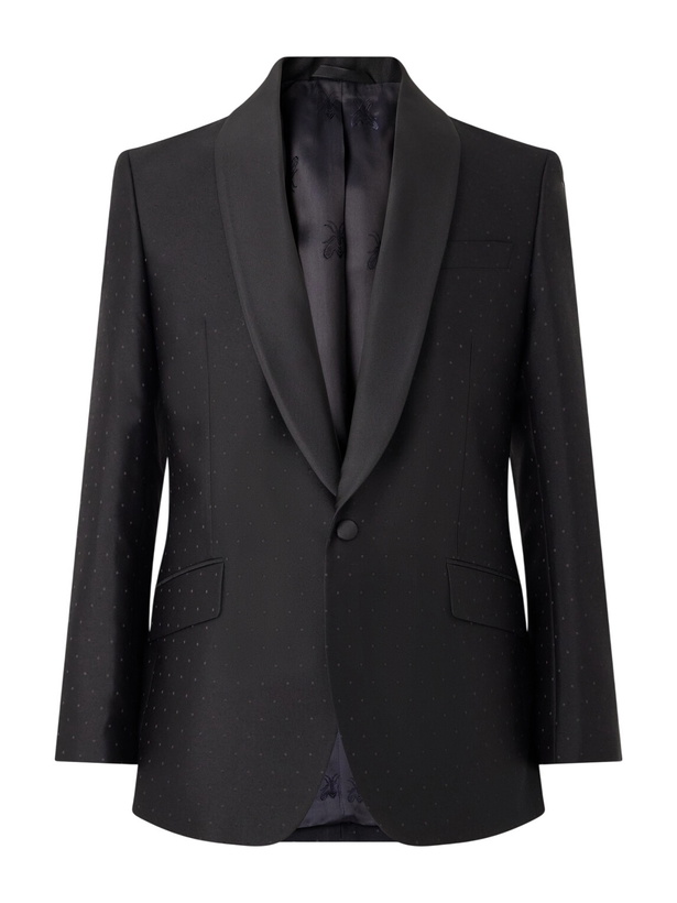 Photo: Favourbrook - Polka-Dots Wool and Silk-Blend Tuxedo Jacket - Black