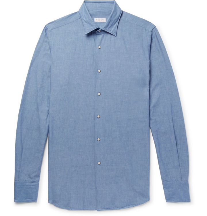 Photo: Incotex - Slim-Fit Cotton-Chambray Shirt - Blue