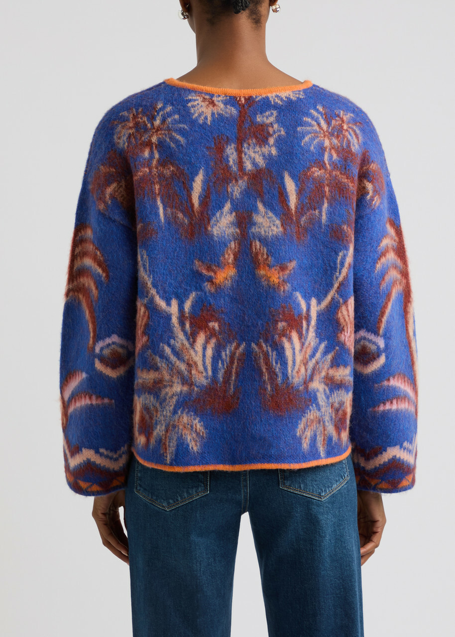 Forte_forte The Sacred Forrest Intarsia Wool-blend Jumper Blue