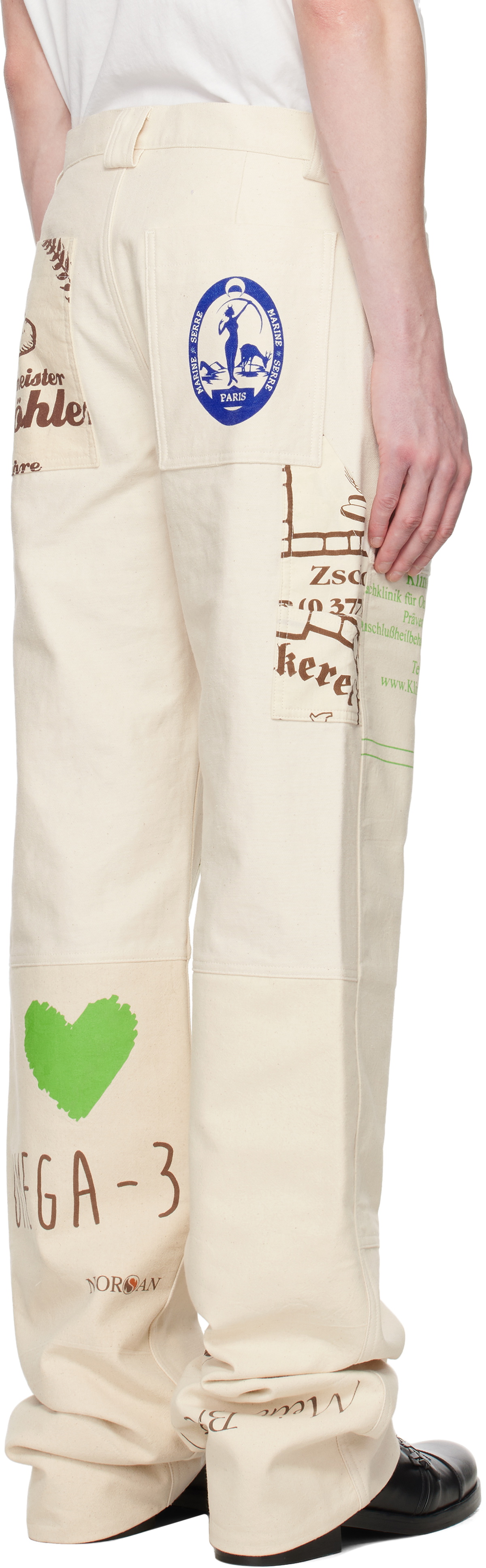 Marine Serre Beige Regenerated Tote Bags Workwear Trousers