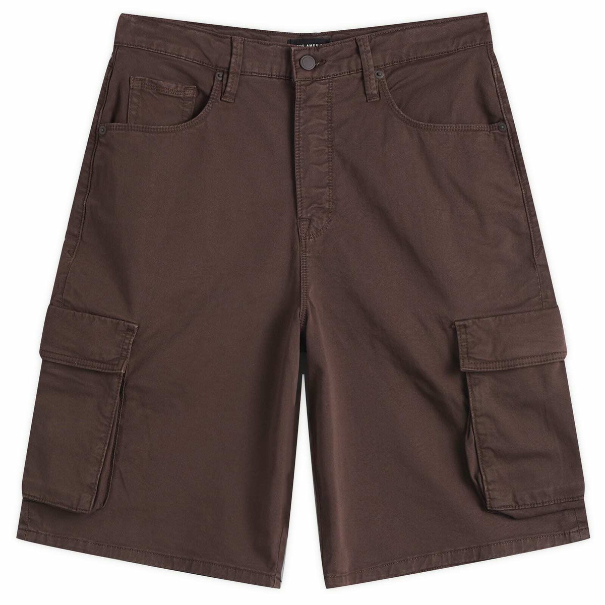 Good American Women's Twill Cargo Short in Bark