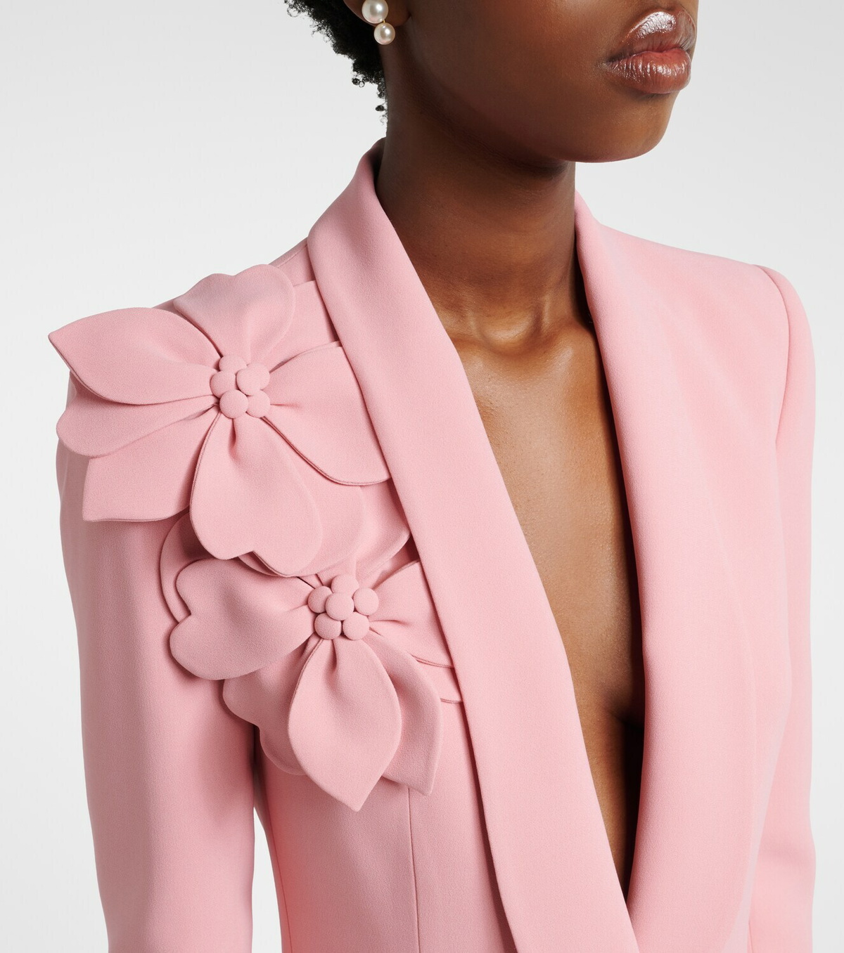 Elie Saab Floral-appliqué cady blazer