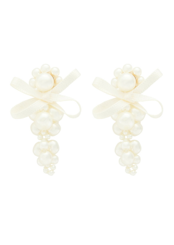 Photo: Simone Rocha Petite Bow Faux Pearl-embellished Earrings - One Size