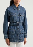 Frame Belted Denim Jacket Blue