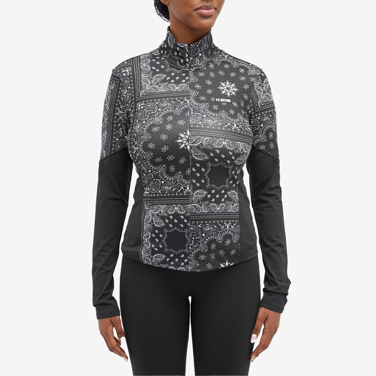P.E Nation Women's Long Sleeve Niseko Snow Top in Snow Bandana Black