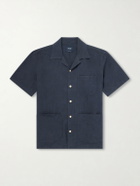 Drake's - Camp-Collar Linen Shirt - Blue