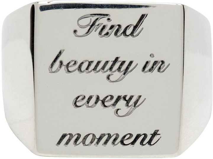Photo: Bleue Burnham SSENSE Exclusive Silver 'Find Beauty In Every Moment' Ring