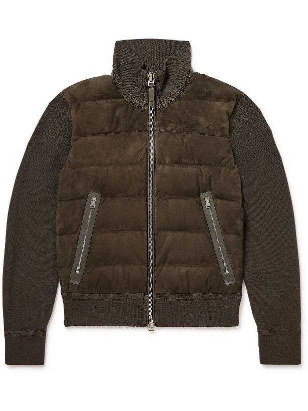 Photo: TOM FORD - Slim-Fit Wool and Quilted Suede Down Jacket - Brown