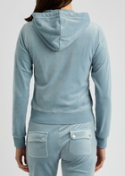 Juicy Couture Robertson Hooded Velour Sweatshirt Light Blue